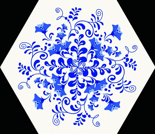 Голубой керамогранит Hexagone, Белый, Голубой, HG 22003
